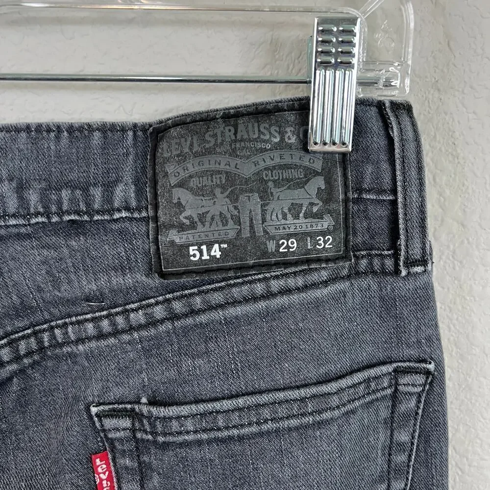 Levi's 514 Jeans Men's 29x32 Gray Wash Straight Leg Low Rise Stretch Denim